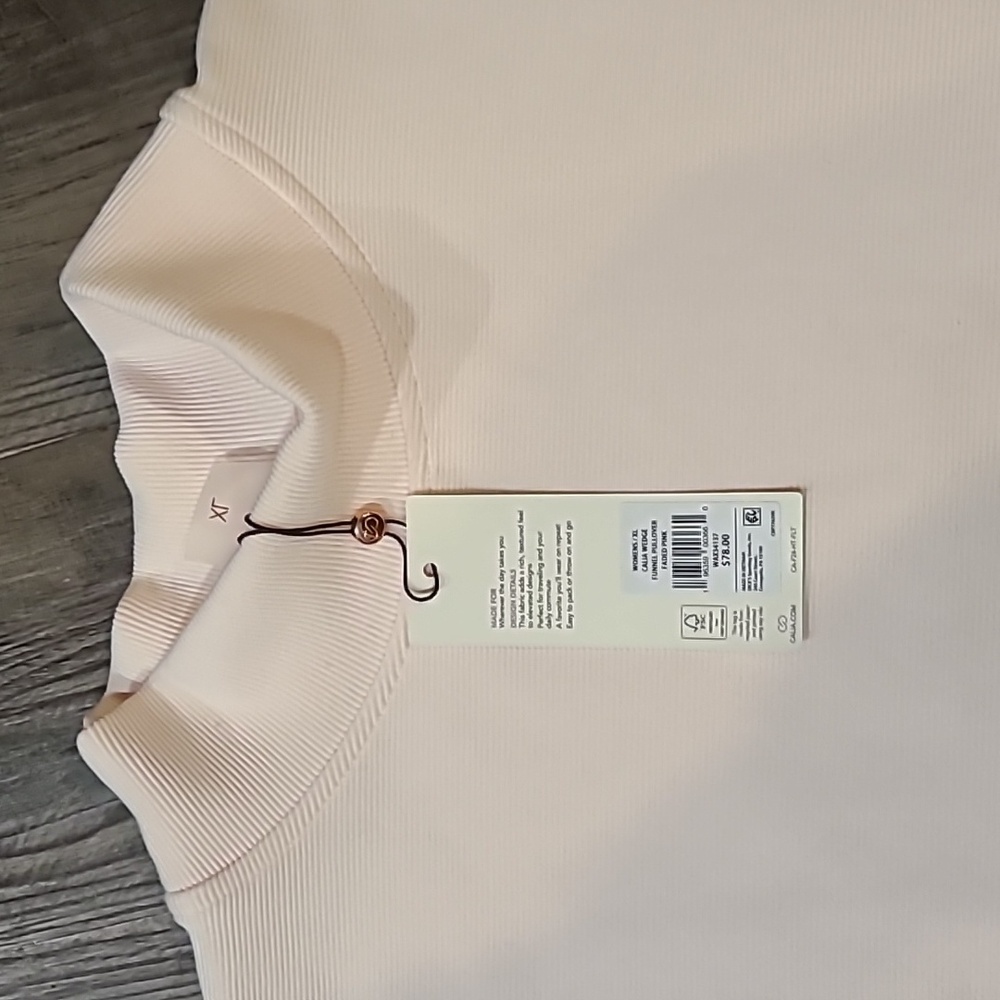 CALIA by Carrie Faded Pink Ellevate Ottoman Funnel Pullover Size XL - Picture 6 of 7